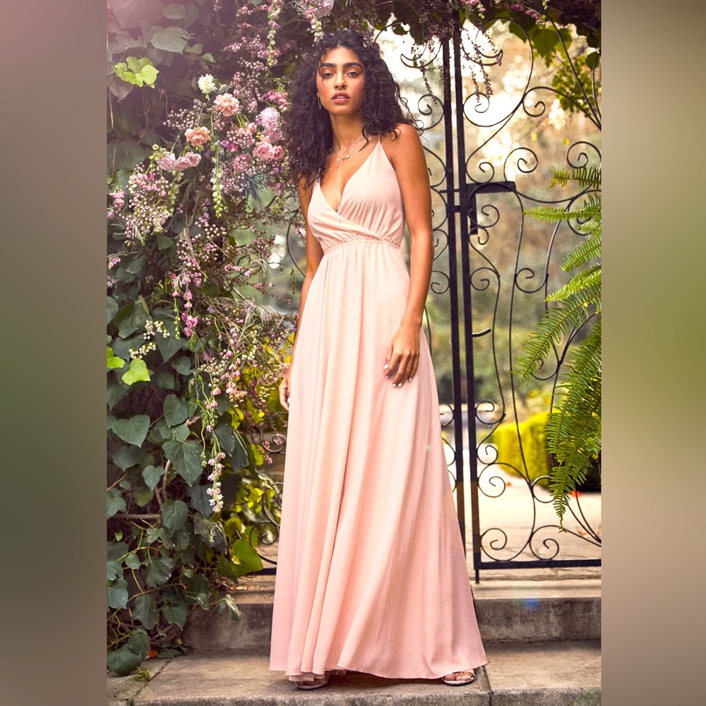 Lulu’s Everything’s All Bright Blush Pink Backless Maxi Dress - XS, NWT